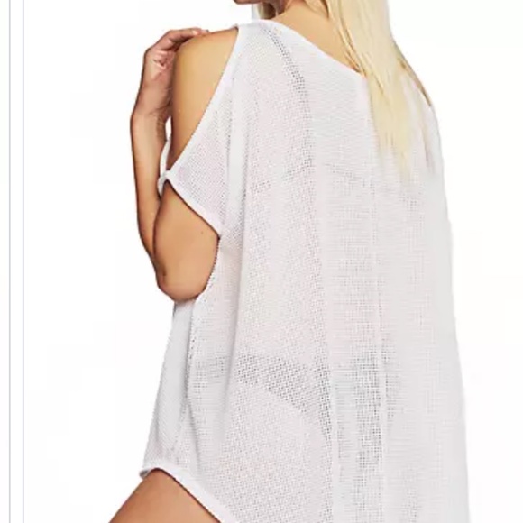 Jordan Taylor white textured cold shoulder tunic cover up, M, CB2526 - Picture 2 of 5